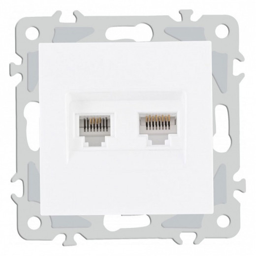 Розетка двойная RJ-11 и Ethernet RJ-45, без рамки Arte Milano am-206 206.44-1.white