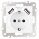 Розетка с заземлением и со шторкой и 2хUSB, без рамки Arte Milano am-206 206.47-1.white