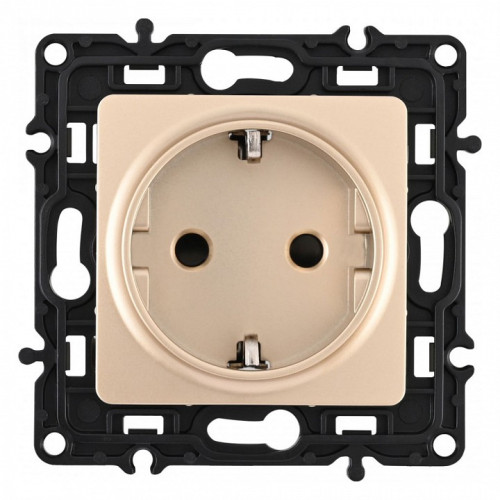 Розетка с заземлением и со шторкой, без рамки Arte Milano am-217 217.40-1.shampan