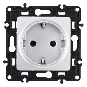 Розетка с заземлением и со шторкой, без рамки Arte Milano am-217 217.40-1.silver