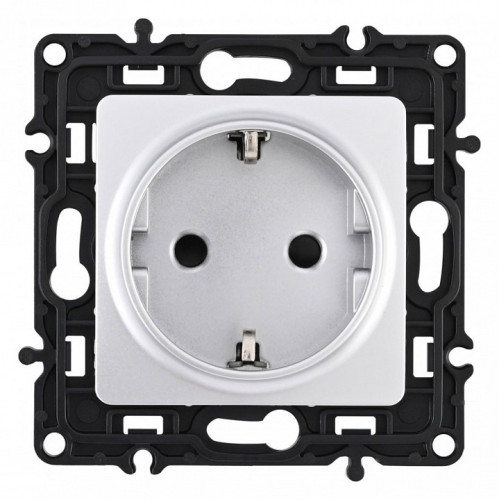 Розетка с заземлением и со шторкой, без рамки Arte Milano am-217 217.40-1.silver