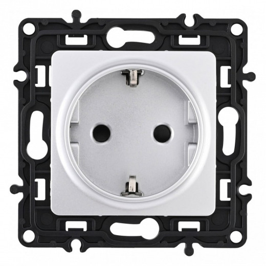 Розетка с заземлением и со шторкой, без рамки Arte Milano am-217 217.40-1.silver