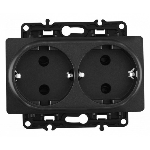 Розетка двойная с заземлением, без рамки Arte Milano am-217 217.40-2.black