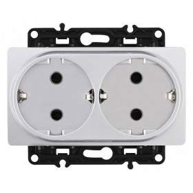 Розетка двойная с заземлением, без рамки Arte Milano am-217 217.40-2.silver