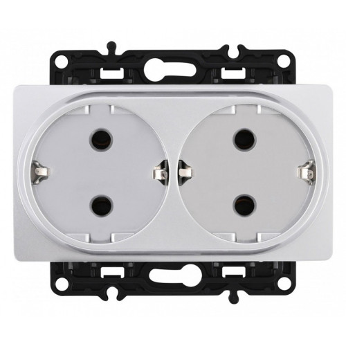 Розетка двойная с заземлением, без рамки Arte Milano am-217 217.40-2.silver
