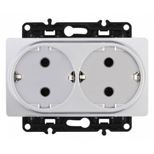 Розетка двойная с заземлением, без рамки Arte Milano am-217 217.40-2.silver