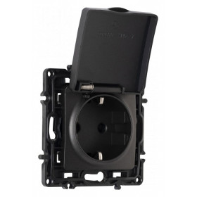 Розетка влагозащищенная с заземлением и со шторкой с крышкой Arte Milano am-217 217.41-1.black