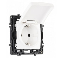Розетка влагозащищенная с заземлением и со шторкой с крышкой Arte Milano am-217 217.41-1.white