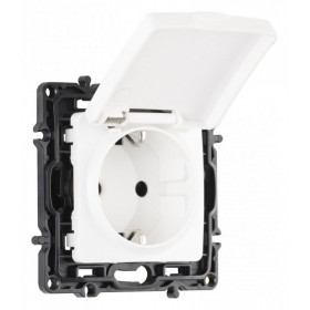 Розетка влагозащищенная с заземлением и со шторкой с крышкой Arte Milano am-217 217.41-1.white