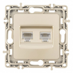 Розетка двойная RJ-11 и Ethernet RJ-45, без рамки Arte Milano am-217 217.44-1.shampan