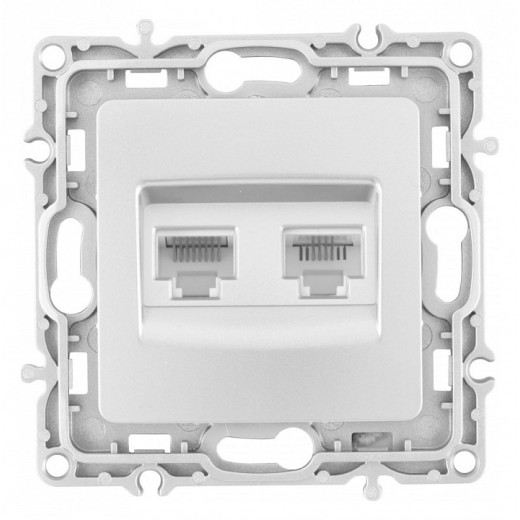 Розетка двойная RJ-11 и Ethernet RJ-45, без рамки Arte Milano am-217 217.44-1.silver