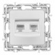 Розетка двойная RJ-11 и Ethernet RJ-45, без рамки Arte Milano am-217 217.44-1.silver