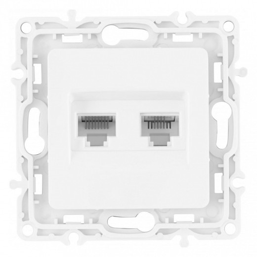 Розетка двойная RJ-11 и Ethernet RJ-45, без рамки Arte Milano am-217 217.44-1.white