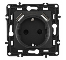 Розетка с заземлением и со шторкой и 2хUSB, без рамки Arte Milano am-217 217.47-1.black