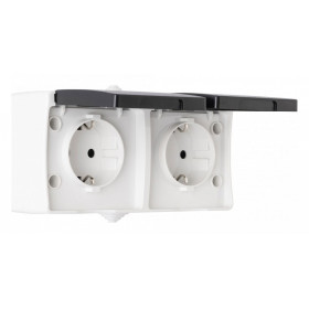 Блок с розетками влагозащищенными с заземлением и крышкой Arte Milano am-309 309.40-2.grey