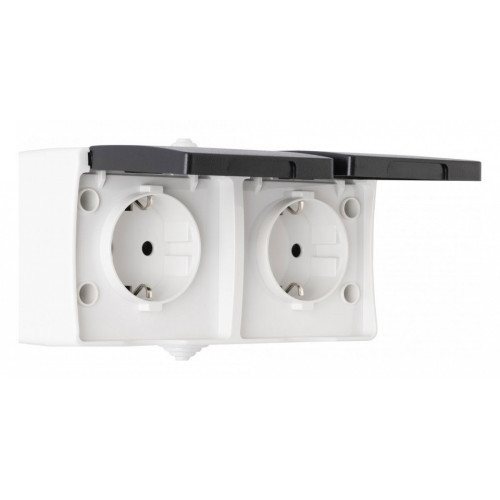 Блок с розетками влагозащищенными с заземлением и крышкой Arte Milano am-309 309.40-2.grey