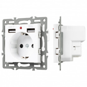 Розетка с заземлением и 2хUSB type A, без рамки Arlight SCT 043733