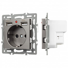 Розетка с заземлением и 2хUSB type A, без рамки Arlight SCT 043735