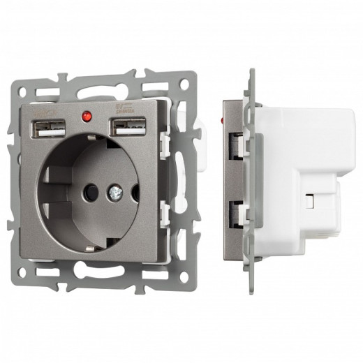 Розетка с заземлением и 2хUSB type A, без рамки Arlight SCT 043735