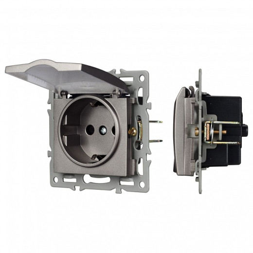 Розетка влагозащищенная с заземлением и со шторкой, без рамки с крышкой Arlight SCT 043747