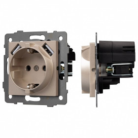 Розетка с заземлением и 2хUSB type A, без рамки Arlight SCT 049821