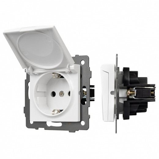 Розетка влагозащищенная с заземлением и со шторкой, без рамки с крышкой Arlight SCT 049833
