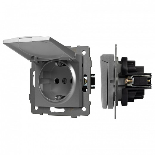 Розетка влагозащищенная с заземлением и со шторкой, без рамки с крышкой Arlight SCT 049836