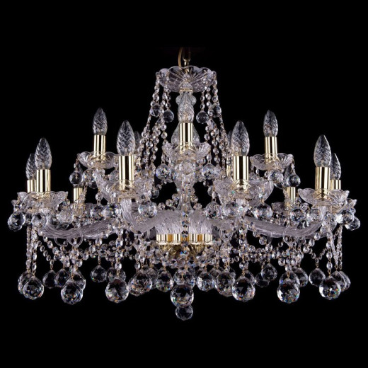 Подвесная люстра Bohemia Ivele Crystal 1413 1413/10+5/300/G/Balls