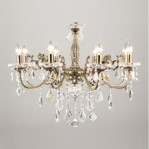 Подвесная люстра Eurosvet Elisha 3281/8 античная бронза/прозрачный хрусталь Strotskis