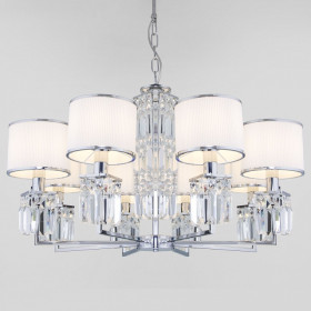 Подвесная люстра Eurosvet Zaffiro 10099/8 хром/прозрачный хрусталь Strotskis (новый абажур)