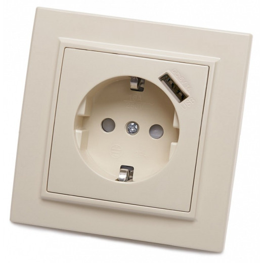 Розетка с заземлением и со шторками и USB Stekker PST16-9011 39237