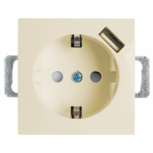 Розетка с заземлением и со шторками и USB, без рамки Stekker PST16-9111 39329
