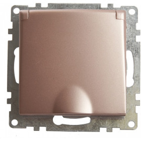 Розетка с заземлением и со шторками, без рамки с крышкой Stekker Катрин 39594