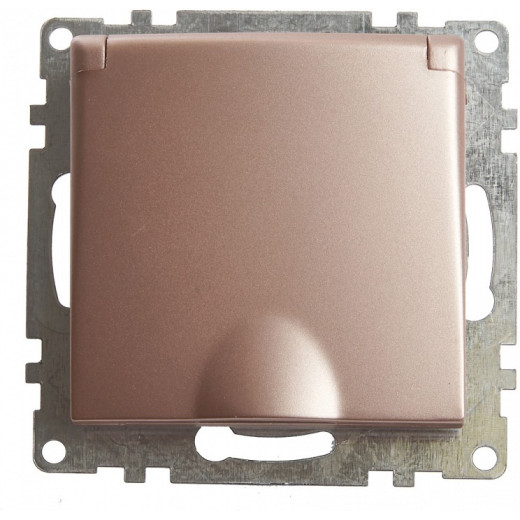 Розетка с заземлением и со шторками, без рамки с крышкой Stekker Катрин 39594