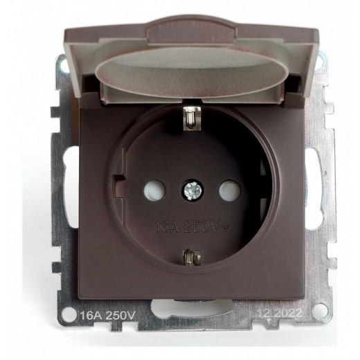 Розетка с заземлением и со шторками, без рамки с крышкой Stekker Катрин 49029