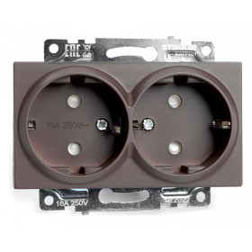 Розетка двойная с заземлением и со шторками, без рамки Stekker Катрин 49030