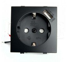 Розетка с заземлением и со шторками и 2хUSB, без рамки Stekker Эрна 49155