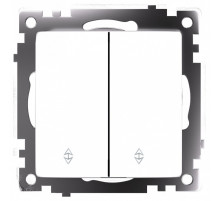 Выключатель проходной двухклавишный без рамки Stekker Катрин 49166
