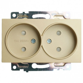 Розетка двойная без заземления и со шторкой, без рамки Stekker Катрин 49225