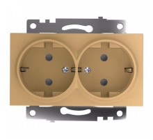 Розетка двойная с заземлением и со шторкой, без рамки Stekker Катрин 49226