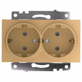 Розетка двойная с заземлением и со шторкой, без рамки Stekker Катрин 49226