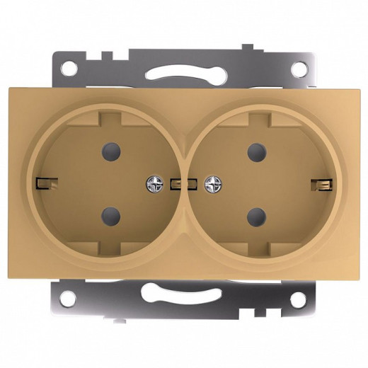 Розетка двойная с заземлением и со шторкой, без рамки Stekker Катрин 49226