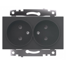 Розетка двойная с заземлением и со шторками, без рамки Stekker Катрин 49421