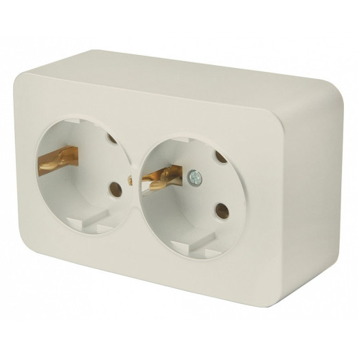 Розетка двойная с заземлением Stekker София 49497