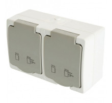 Блок с розетками влагозащищенными с заземлением и крышкой Stekker Велена 49730