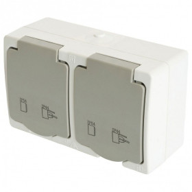 Блок с розетками влагозащищенными с заземлением и крышкой Stekker Велена 49730