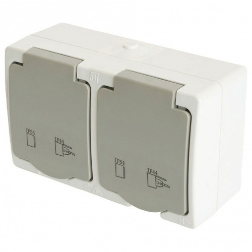 Блок с розетками влагозащищенными с заземлением и крышкой Stekker Велена 49730