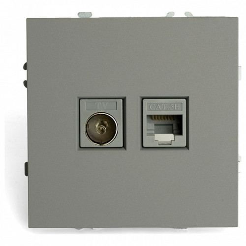 ТВ-розетка и розетка Ethernet RJ-45 без рамки Stekker Эмили 49950