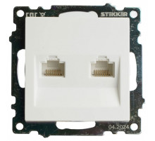 Розетка двойная Ethernet RJ-45 без рамки Stekker Катрин 50003