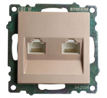 Розетка двойная Ethernet RJ-45 без рамки Stekker Катрин 50004